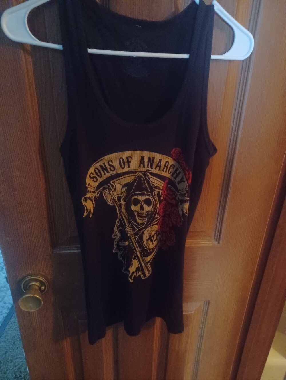 Sons of Anarchy Black Graphic Tank Top with Yellow & Red Print